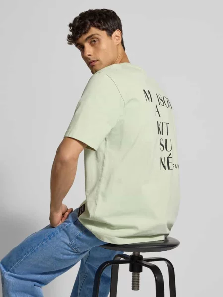 T-shirt o kroju regular fit z czystej bawełny Maison Kitsune miętowa