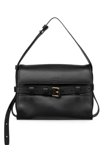 Geantă Moschino din piele cu legături negru