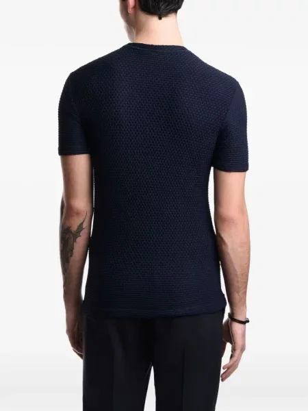 Pletené tričko Emporio Armani modré
