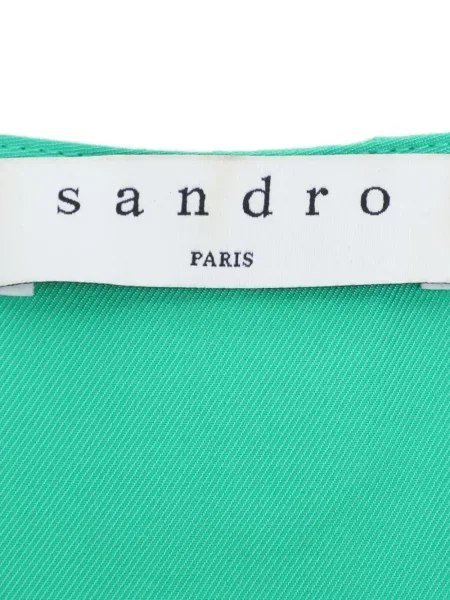 Top Sandro cu volane din crep verde