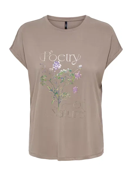 ONLY Tricou ONLFREE NEW gri taupe / verde / mov închis alb