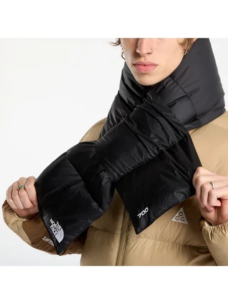 Пухен шал The North Face Nuptse Scarf с изчистен дизайн черно