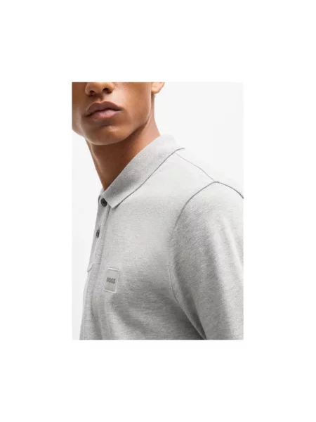 Koszulka polo o kroju slim fit z mieszanki bawełny model ‘PASSERBY’ Boss Orange szara