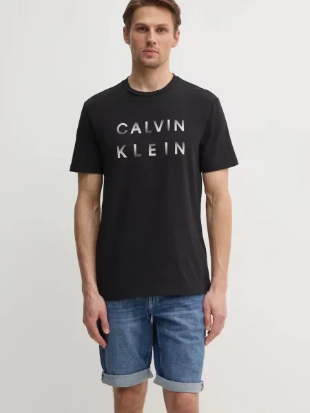 Тениска Calvin Klein с принт черно