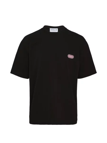 Póló Solid Homme autogrammal fekete