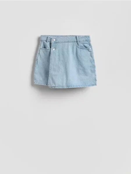 Reserved Fustă tip tenis din denim albastru