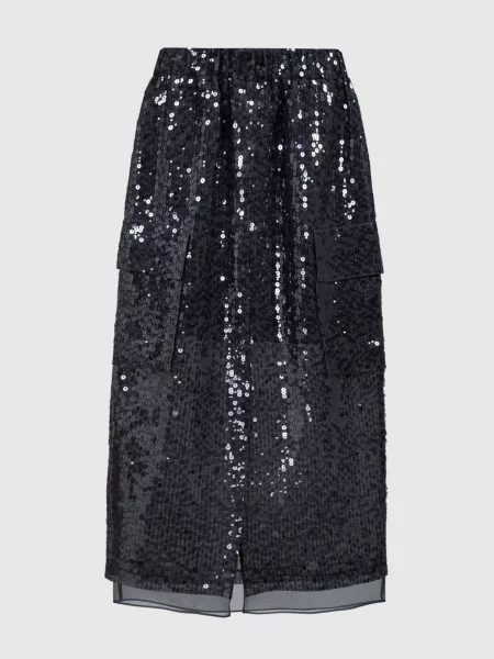 Шелковая юбка Brunello Cucinelli с пайетками серая