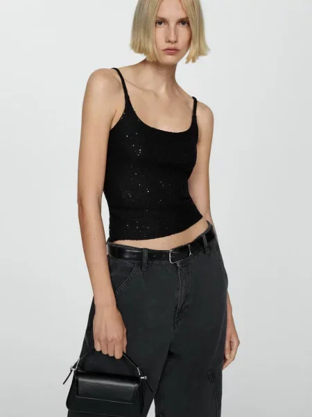 MANGO Ron Майка чорний