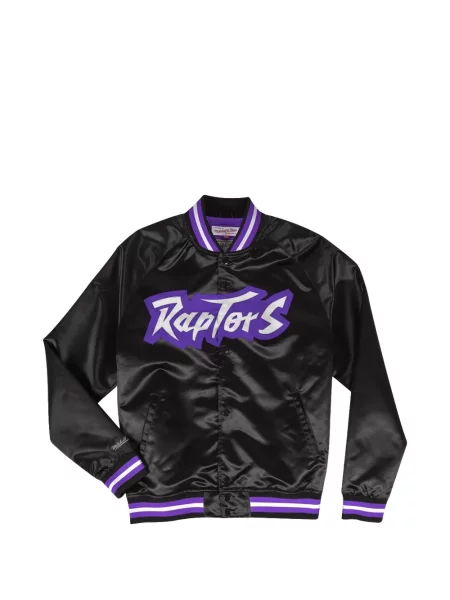 Ușor geacă Mitchell & Ness din satin negru