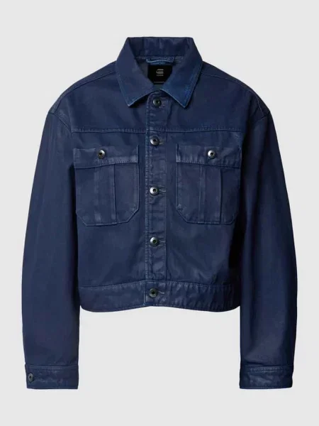 Kurtka jeansowa krótka z nakładanymi na piersi G-star Raw niebieska