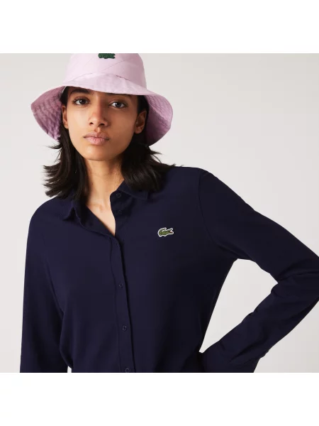 Lacoste Sukienka O Luźnym Kroju Z Długim Rękawem I Kołnierzykiem czarna