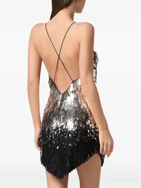 Rochie mini Philipp Plein cu paiete cu spatele deschis de costum negru
