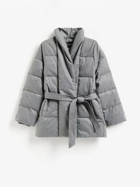 Reserved Pikowana kurtka puffer szary