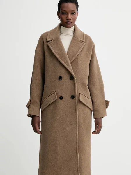 Kabát s příměsí vlny Sessun béžová