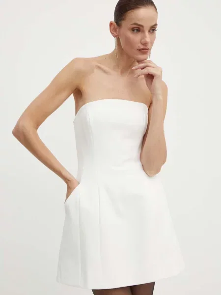 Bardot rochie KAROLINE mini mulata alb