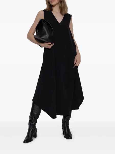 Rochie fără mâneci Sportmax fără mâneci cu decolteu în V de costum negru