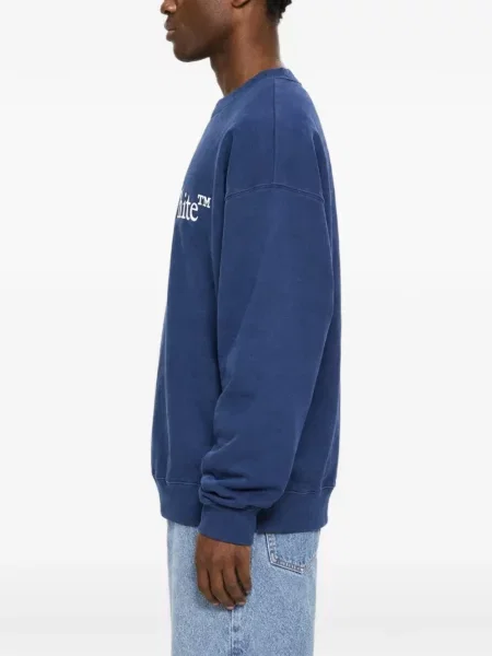 Pulover Off-white cu imagine cu decolteu rotund alb