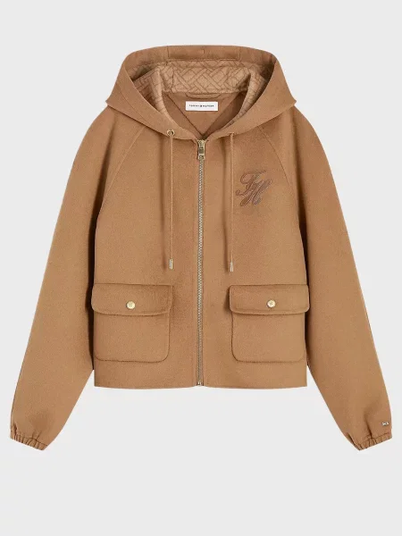 Вовняна куртка Tommy Hilfiger бежева