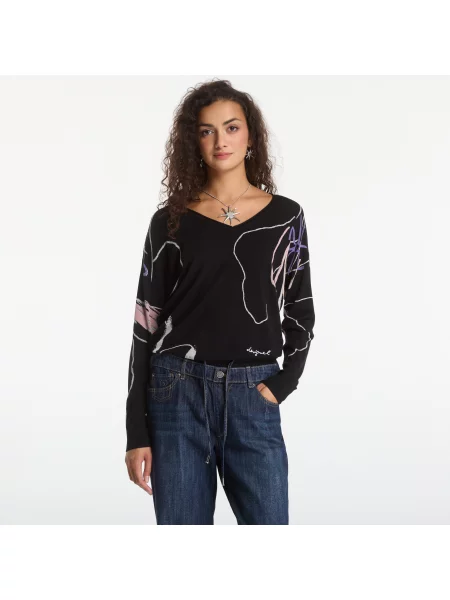 Пуловер Desigual Femnaif Pullover Black L черно