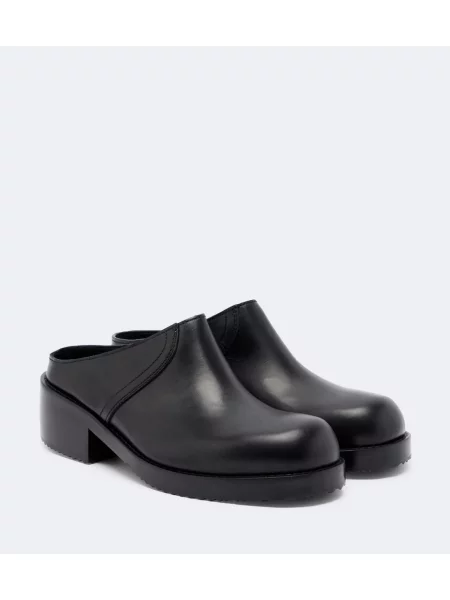 Papuci tip mules Dries Van Noten din piele negru