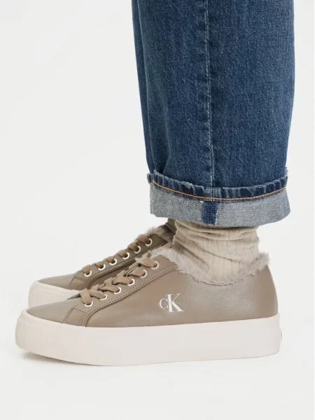 Calvin Klein VULC FLATF LACEUP LTH FUR tenisice za žene bež