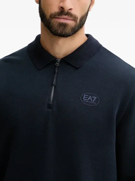 Pulover Ea7 Emporio Armani de jumătate de fermoar albastru