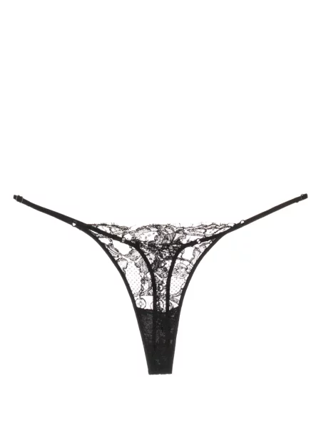 Chiloți tanga Kiki De Montparnasse transparente din dantelă negru