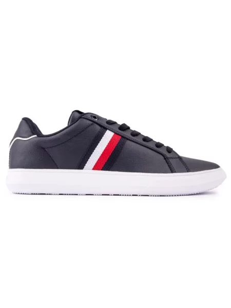 Sneakersy Tommy Hilfiger skórzane w paski niebieskie