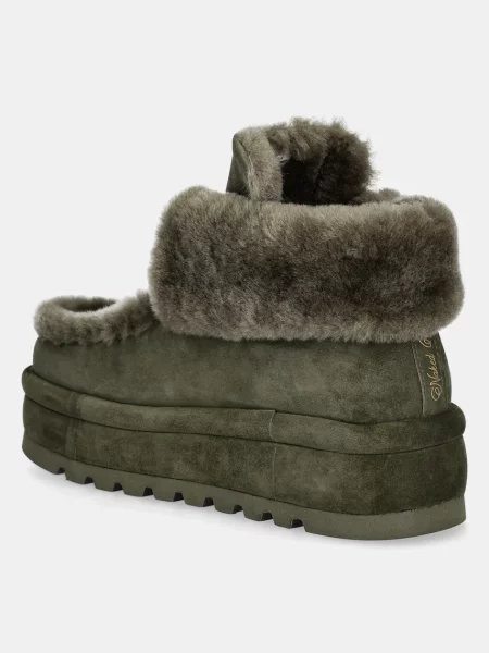 Naked Wolfe cizme de zapada din piele intoarsa Bambi verde Bambi Suede Shearling Dark Olive maro