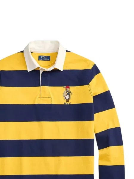 Polo majica Polo Ralph Lauren s V-izrezom s cvjetnim printom s printom žuta