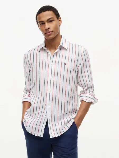 TOMMY HILFIGER Cămașă opal / roșu cireș alb