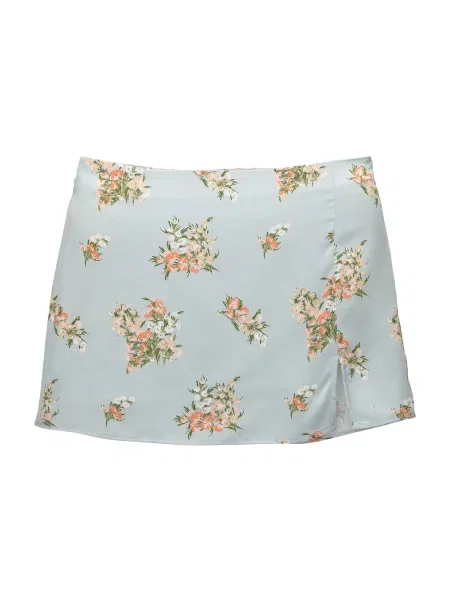 Pull&Bear Fustă albastru pastel / verde / corai alb