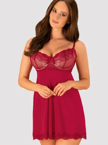 Комплект: бэби-долл и трусики Комплект_Obsessive_Rosalyne_babydoll червоні