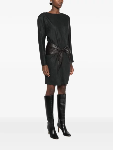 Cu centură lung rochie midi Emporio Armani gri