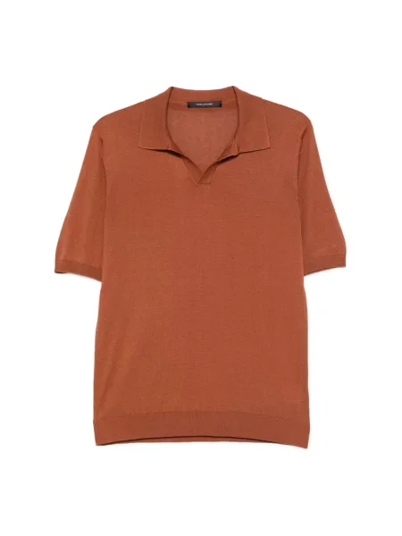 Sweter Tagliatore z krótkim rękawem brązowy