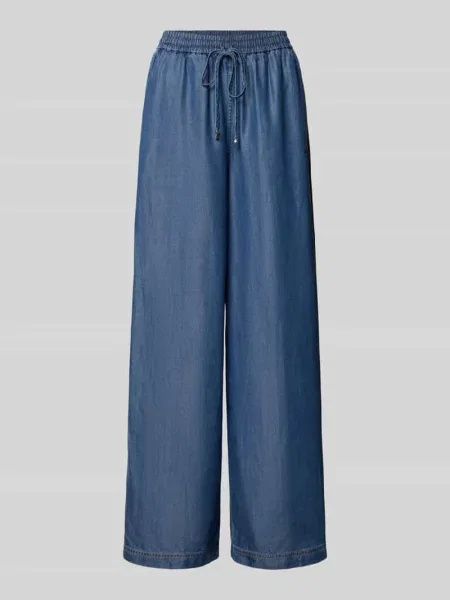 BOSS Orange spodnie wide leg z lyocellu C_Tanella niebieskie
