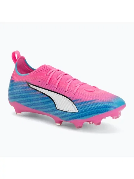 Încălțăminte de fotbal pentru copii PUMA Ultra 6 Pro Jr FG/AG poison pink/puma white/sunstream/bright aqua/puma black alb