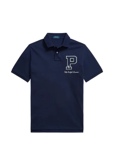 Matlasat tricou polo Polo Ralph Lauren cu decolteu rotund cu autograf roșu