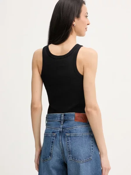 Top Calvin Klein Jeans z autografem czarny