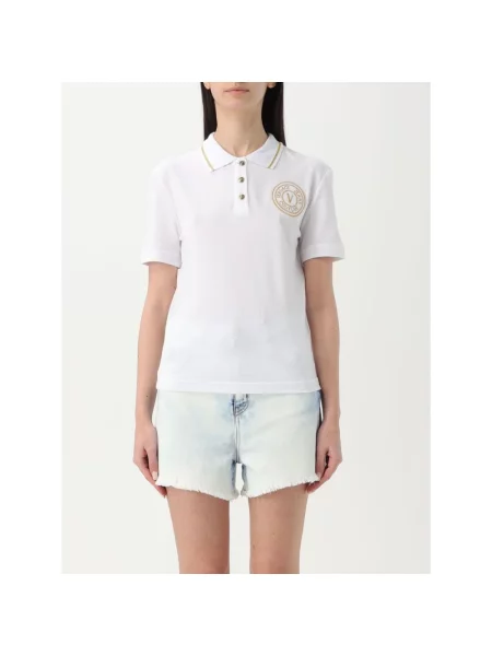Koszulka polo Versace Jeans Couture z krótkim rękawem biała