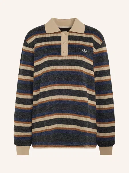 Adidas Originals Koszulka Polo Z Dzianiny Striped braun czarna