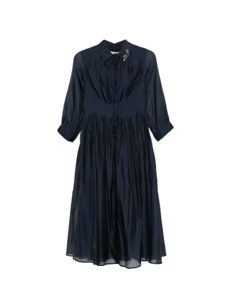 Hedvábné košilové šaty Max Mara modré