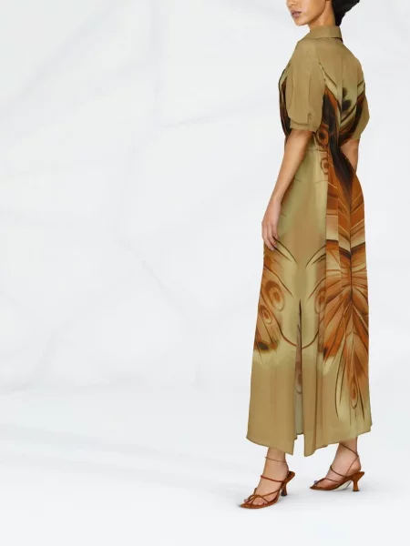 Rochie tip cămașă Alberta Ferretti cu imagine cu imprimeu abstract