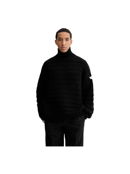 Lniany sweter z golfem Mm6 Maison Margiela czarny