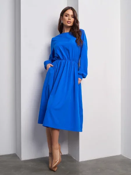 Сукня міді ISSA Plus электрик синій