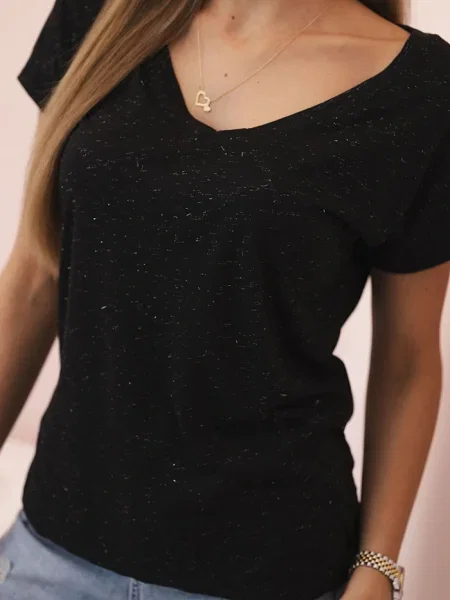 Bluză Kesi cu decolteu în V negru