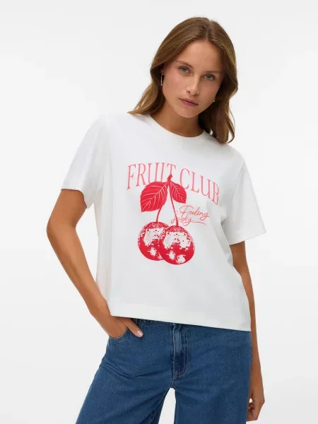 VERO MODA Tricou VMYMA METTE roșu alb