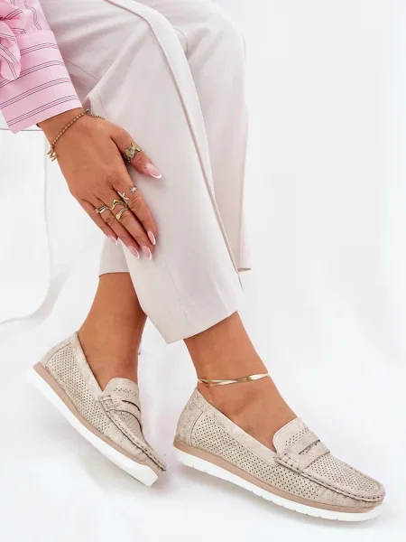 Kožené mokasíny Evento stříbrné