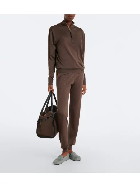 Pantaloni sport Tod's de mătase maro