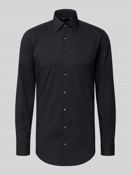 Koszula o kroju slim fit z bardzo długim rękawem Boss czarna